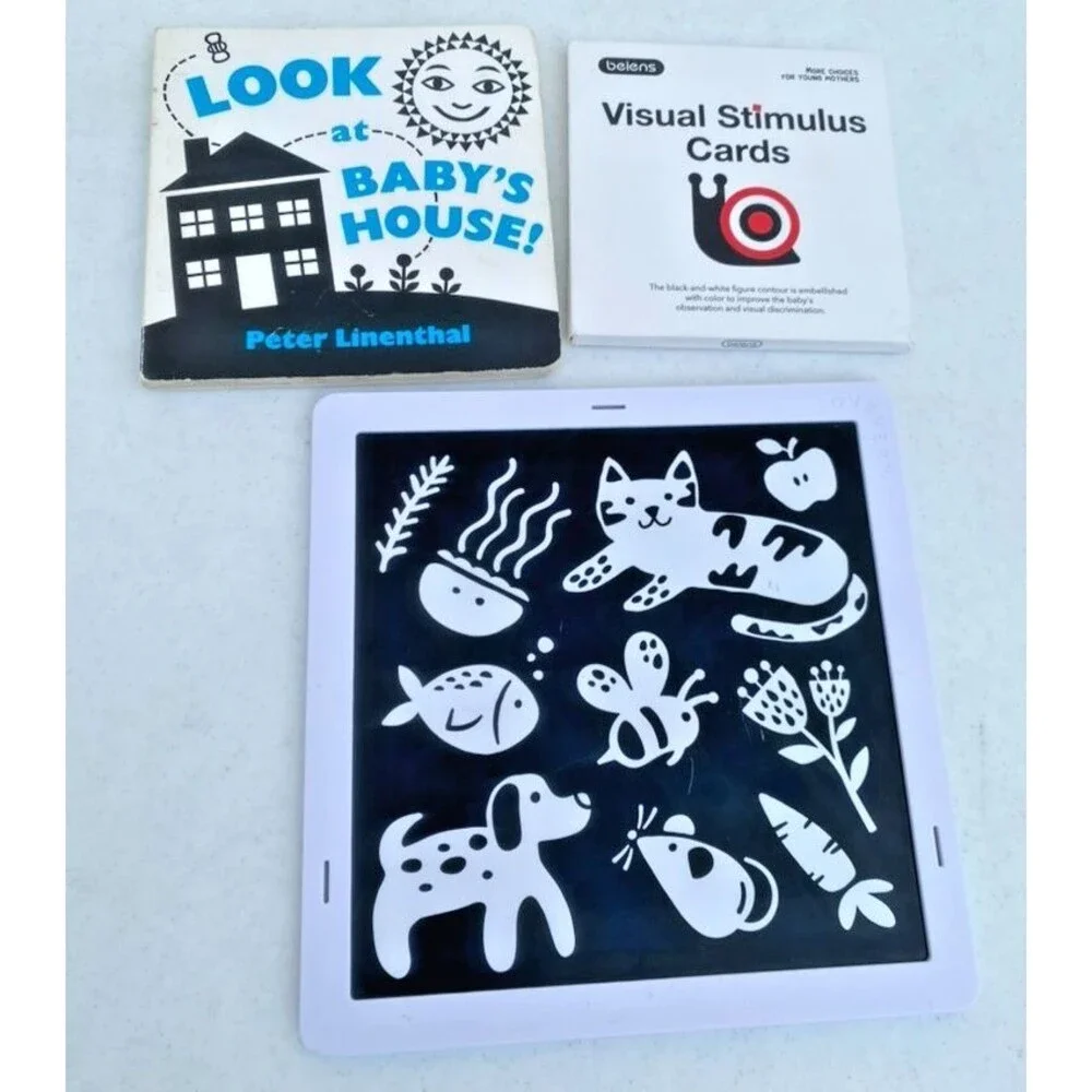 Lovevery & Beiens LOT of 3! Visual Stimulus B&W Cards, Book, Mirror Baby Develop
